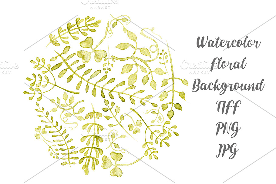 Watercolor floral round background in Illustrations - product preview 8