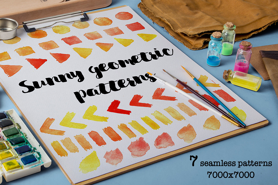 Sunny geometric - watercolor pattern in Patterns - product preview 8