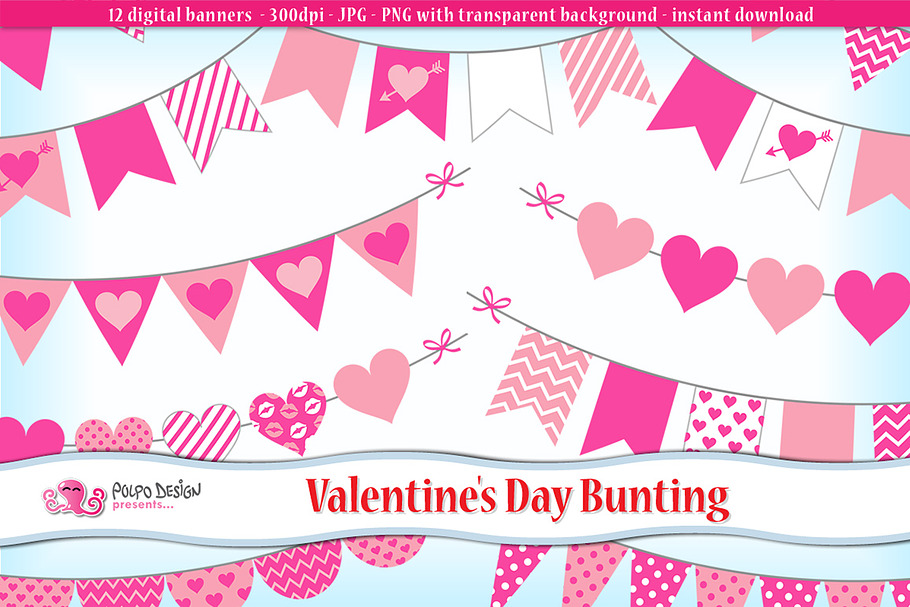 Valentine's day Bunting clipart