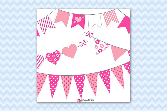 Valentine's day Bunting clipart in Objects - product preview 3