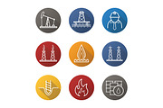 Oil industry. 9 icons. Vector