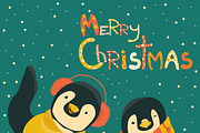 Penguins celebrating Christmas