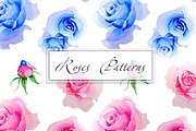 Patterns  seamless Roses watercolor