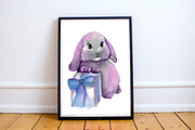 Watercolor Bunny - Clipart & Print