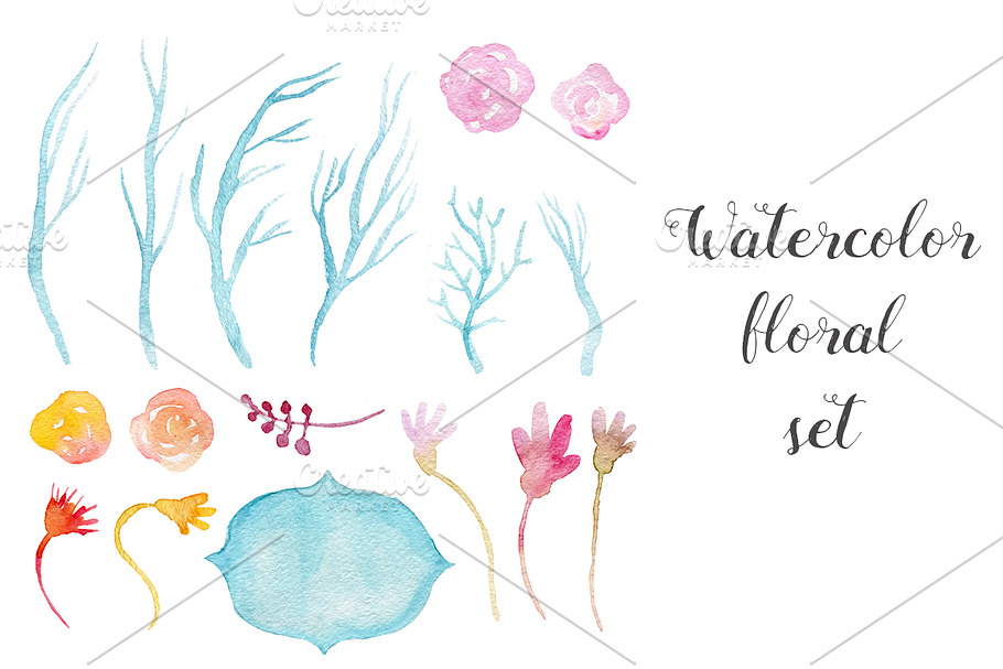Watercolor floral collection in Illustrations - product preview 8