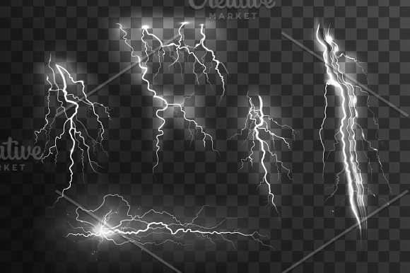 Lightning realistic elements set in Objects - product preview 3