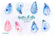 Watercolor Clipart Oyster Shell