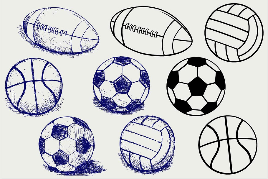 Collection of sports balls SVG in Sports Icons - product preview 8