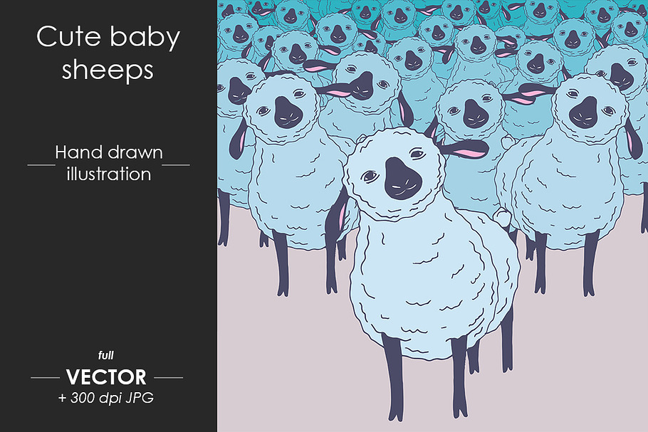 Cute baby sheep team in Illustrations - product preview 8