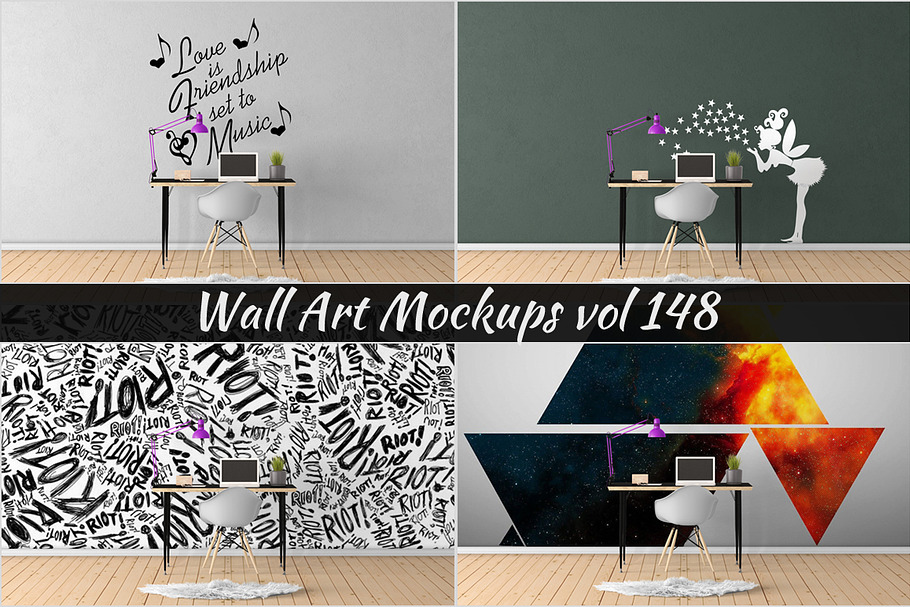 Wall Mockup - Sticker Mockup Vol 148 in Print Mockups - product preview 8