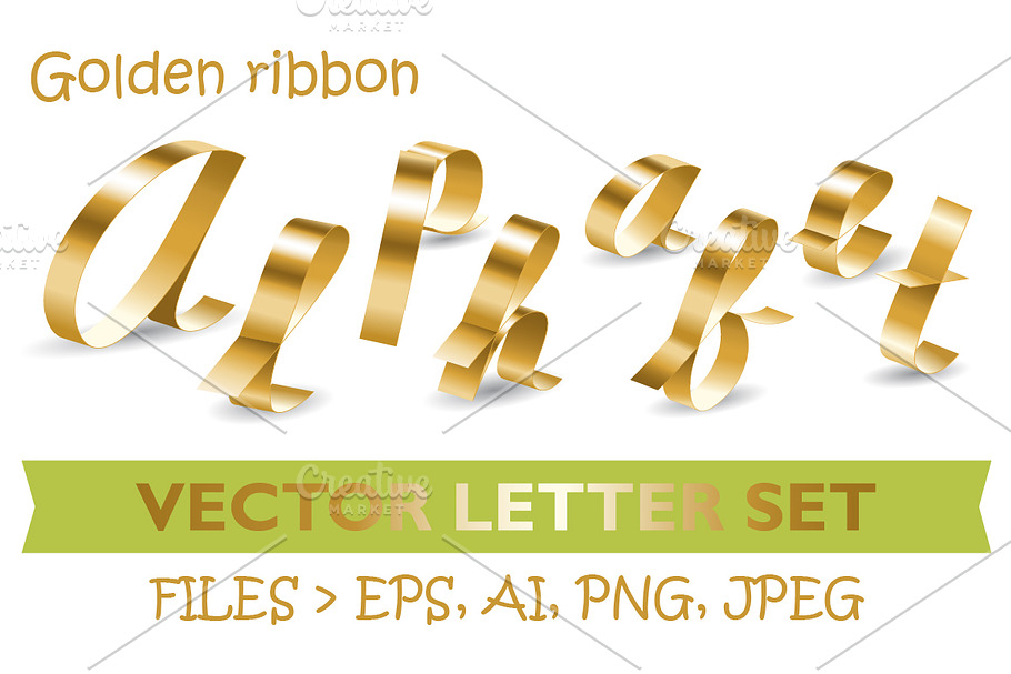Golden ribbon Alphabet in Objects - product preview 8