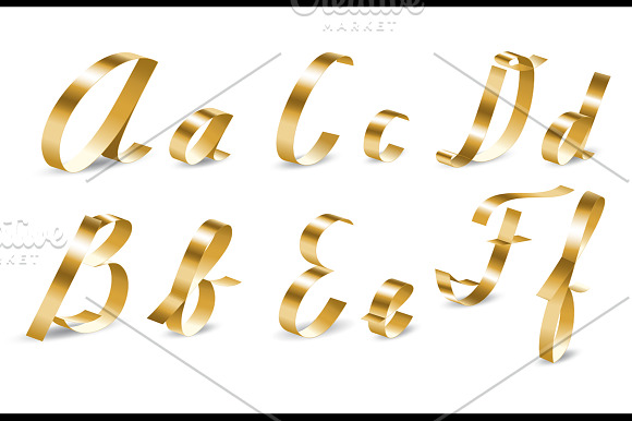 Golden ribbon Alphabet in Objects - product preview 1