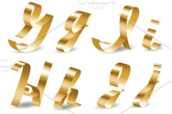 Golden ribbon Alphabet in Objects - product preview 2