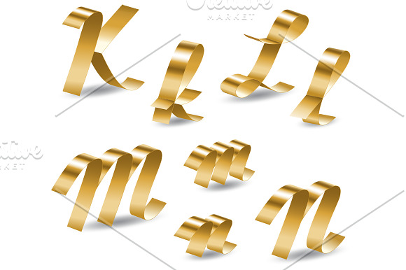Golden ribbon Alphabet in Objects - product preview 3