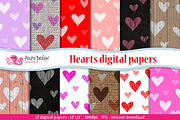 Hearts digital paper