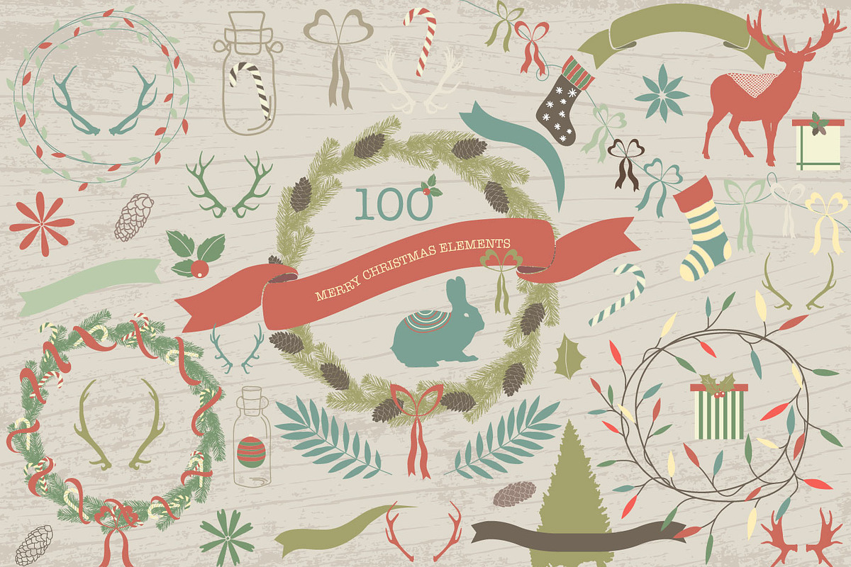 100 Merry christmas elements in Illustrations - product preview 8