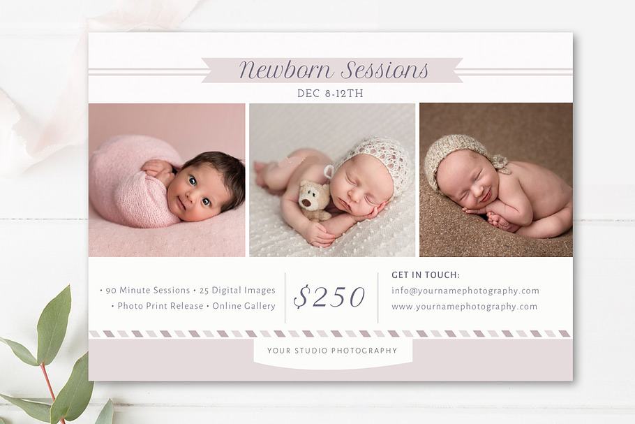 Newborn Photographer Marketing Board in Flyer Templates - product preview 8
