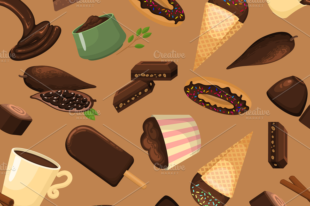 Sweet chocolate vector pattern in Illustrations - product preview 8