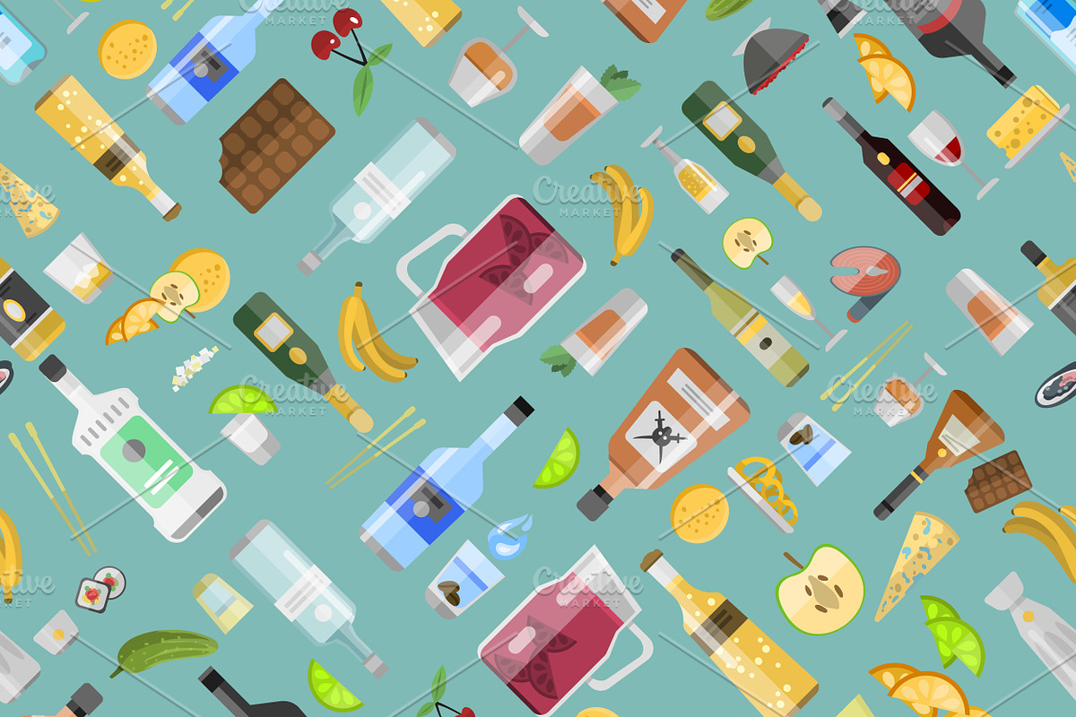 Beverages seamless pattern vector in Illustrations - product preview 8