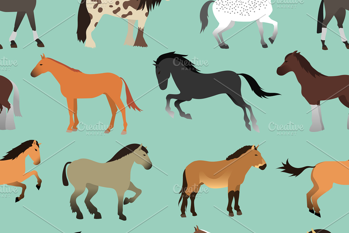 Seamless pattern with horse in Illustrations - product preview 8