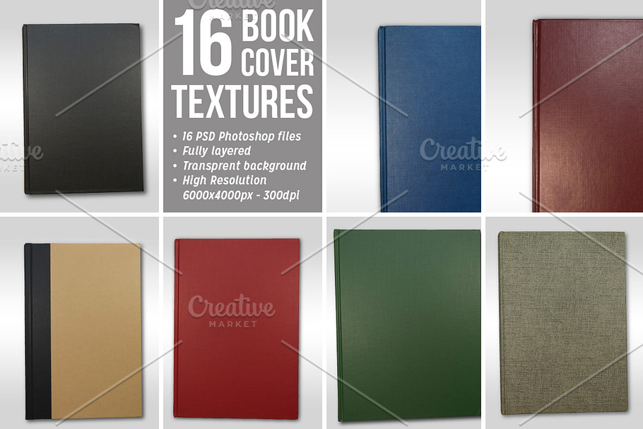 16 Book Cover Textures / Isolated