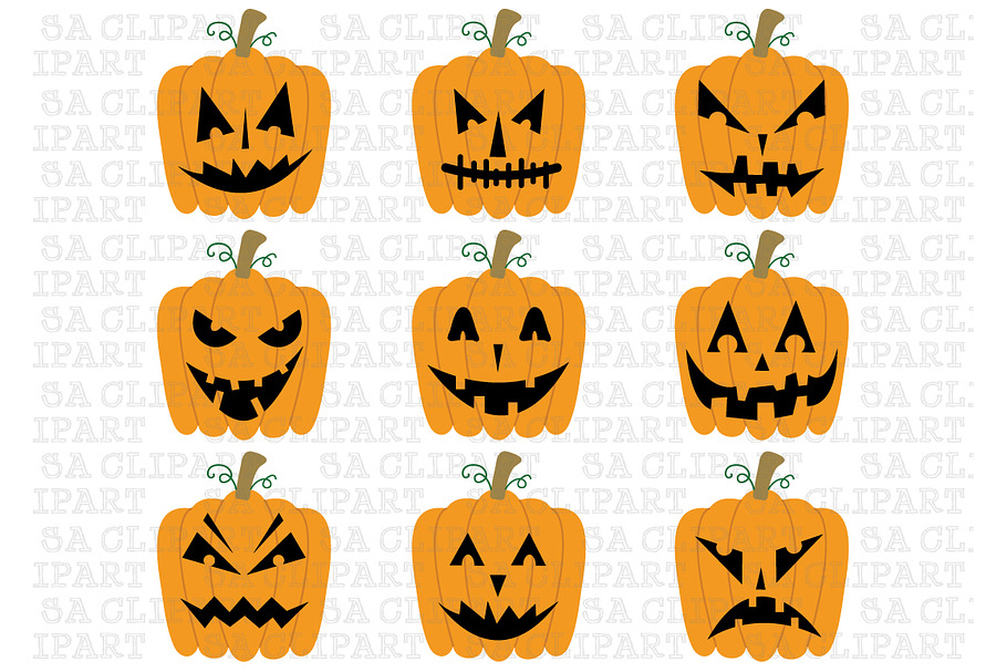 Holloween Pumpkin ClipArt in Illustrations - product preview 8