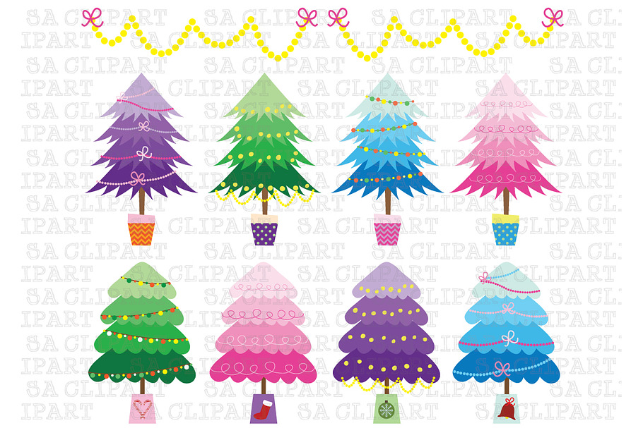 Christmas Tree Clipart in Illustrations - product preview 8