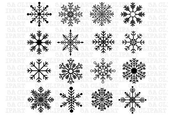 Snowflakes Silhouette ClipArt in Illustrations - product preview 1
