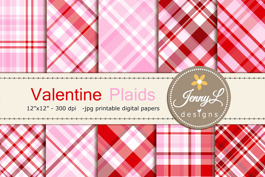 Valentine Plaid Digital Papers