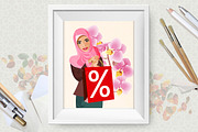 Arabic vector girl. Sale poster