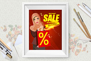 Arabic vector girl. Sale poster