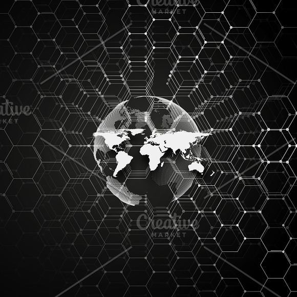 World globes with hexagonal pattern in Illustrations - product preview 3