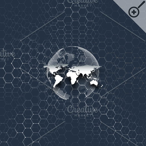 World globes with hexagonal pattern in Illustrations - product preview 8