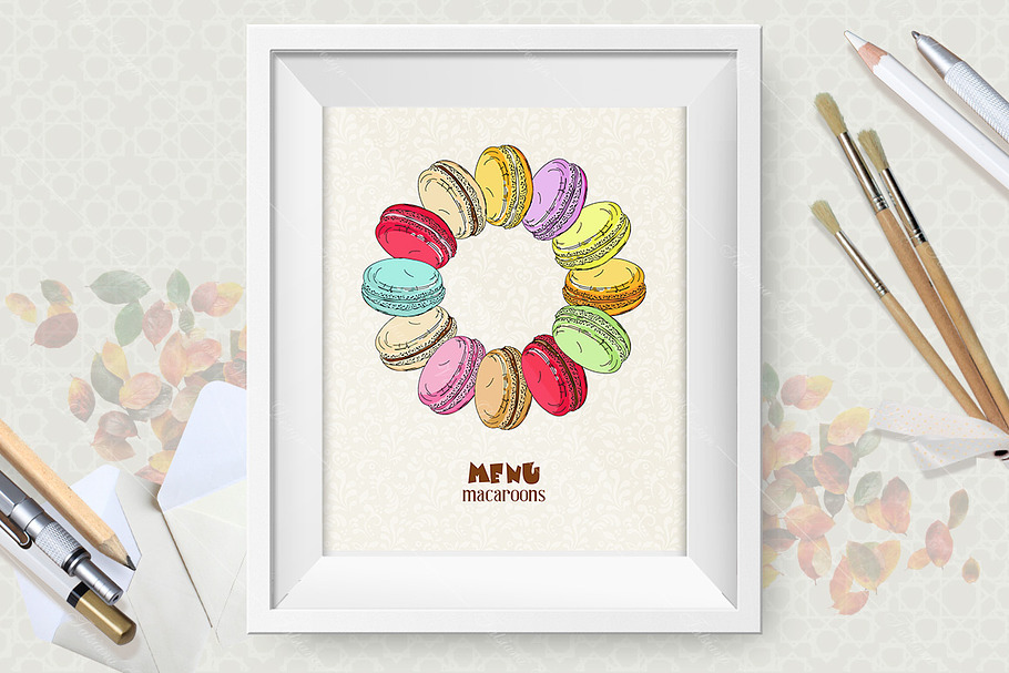 Dessert macaroon poster in Illustrations - product preview 8