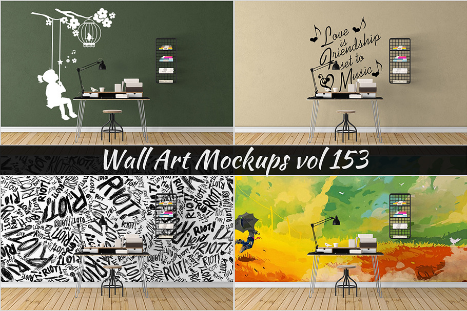 Wall Mockup - Sticker Mockup Vol 153 in Print Mockups - product preview 8