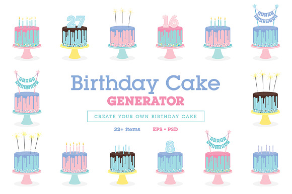 Birthday cake generator in Illustrations - product preview 3