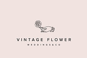 Vintage Flower Hand Wedding Logo