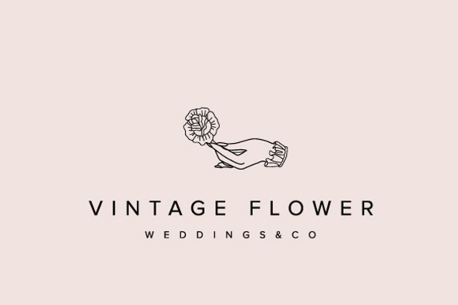 Vintage Flower Hand Wedding Logo