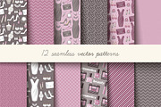 Seamless pink and grey pattern