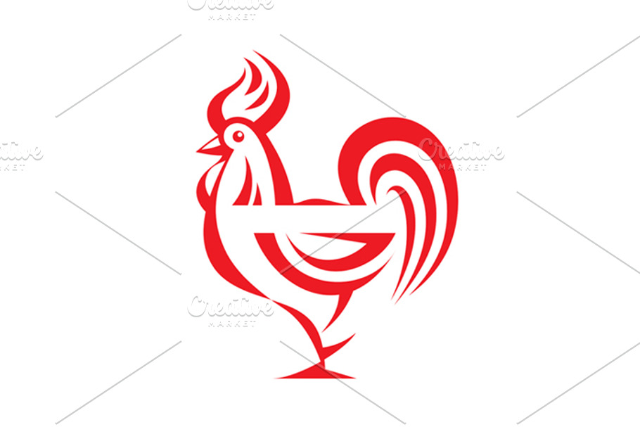 Red Rooster Symbol of New Year 2017 
