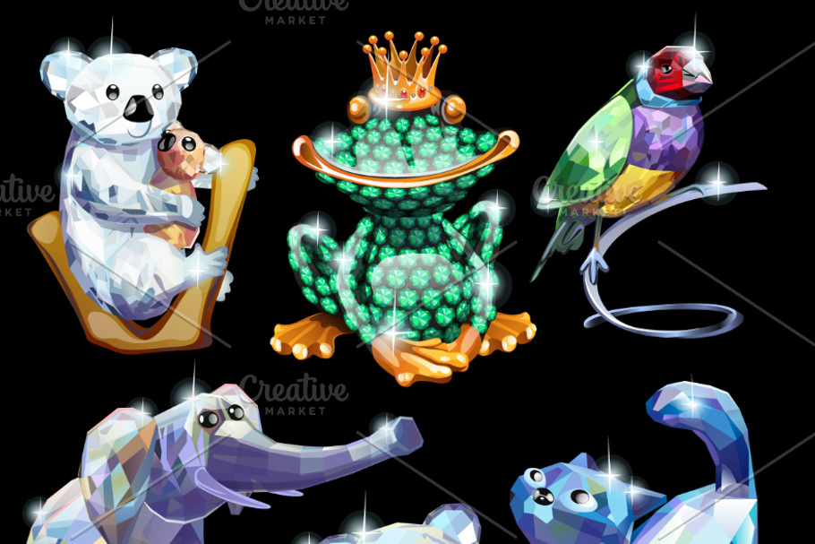 Animals made of precious stones in Illustrations - product preview 8