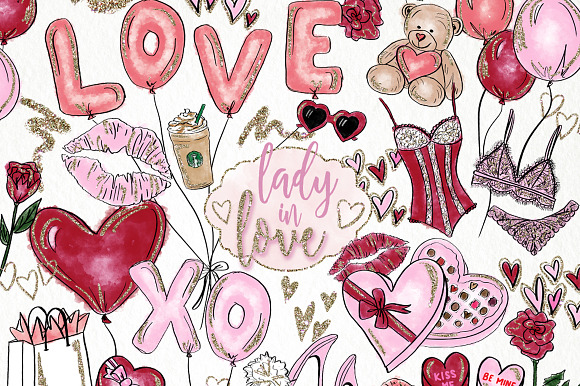 Valentine's Day Watercolor Clip Art in Illustrations - product preview 1