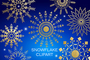 Snowflake Clipart - White Gold Blue 