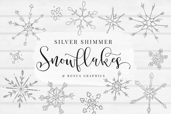 Silver Shimmer Snowflakes + BONUS