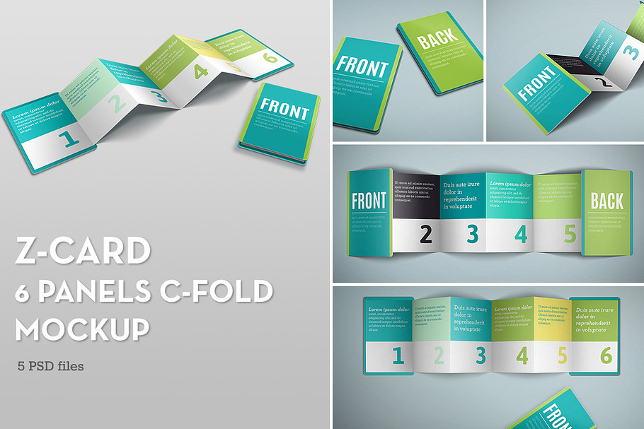 Z-Card Mock-up - 6 Panels C-Fold in Print Mockups - product preview 8
