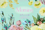 Morning Watercolor Floral clip art 