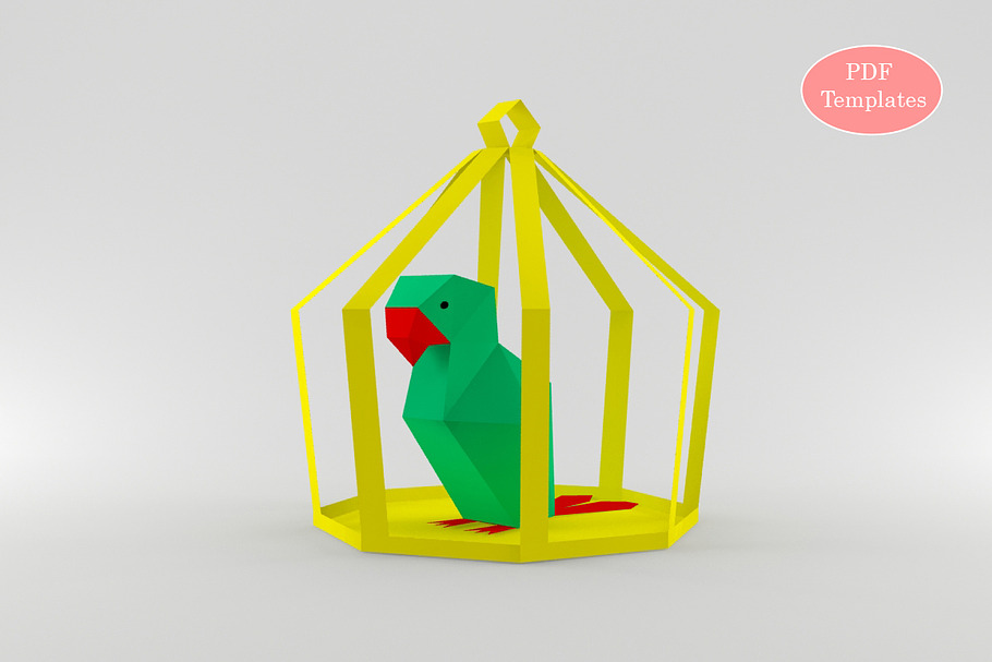 DIY Parrot in Cage - 3d papercraft in Templates - product preview 8