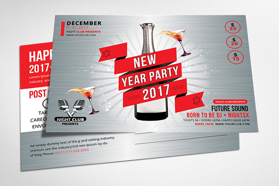 2017 New Year Postcard in Postcard Templates - product preview 8
