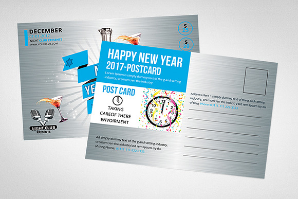 2017 New Year Postcard in Postcard Templates - product preview 1
