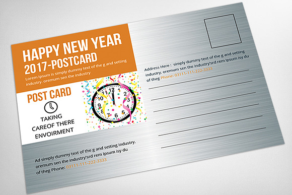 2017 New Year Postcard in Postcard Templates - product preview 3